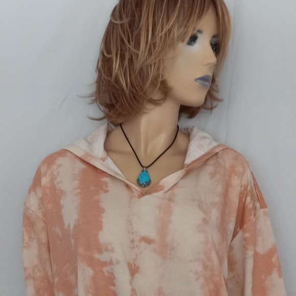 Nwt FRED DAVID Stretchy Coral/Pink Drawstring Hem Hooded Sweatshirt Top Sz 2X - Picture 4 of 7